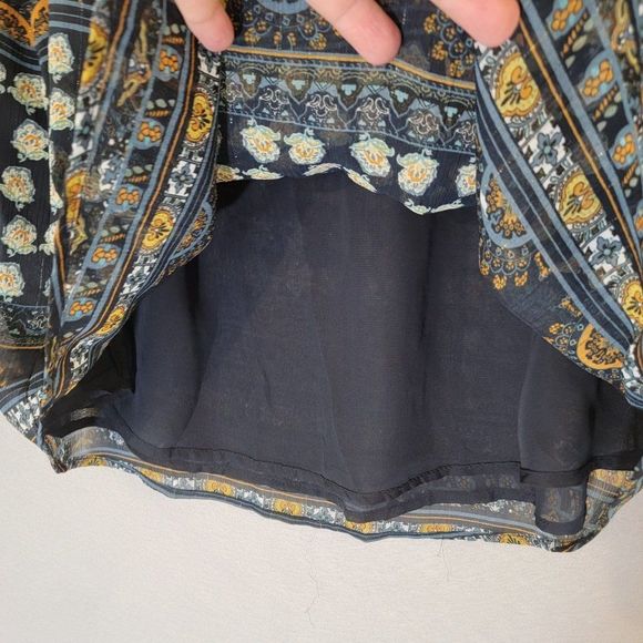 Fleur Bleve Anthro Boho Sheer Puff Sleeve Blouse Womens M Colorful Flowy - Picture 5 of 13